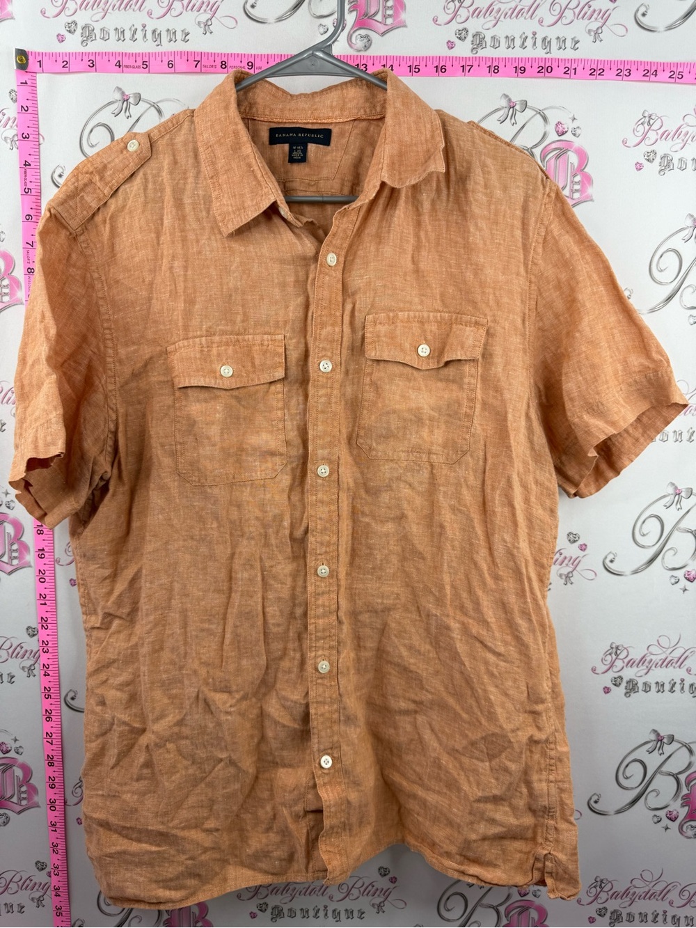 Banana Republic linen shirt Men's Short-Sleeve Linen Button-Up — Light Orange